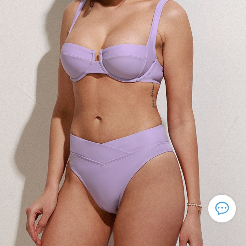 Cupshe light purple swim bikini top and bottom